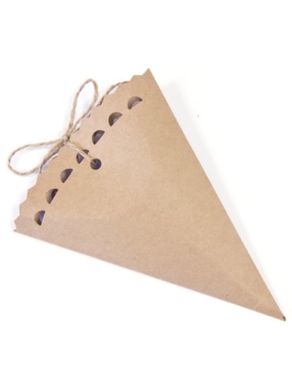 Contenants cônes en carton kraft pour fête marron avec nœud en ficelle