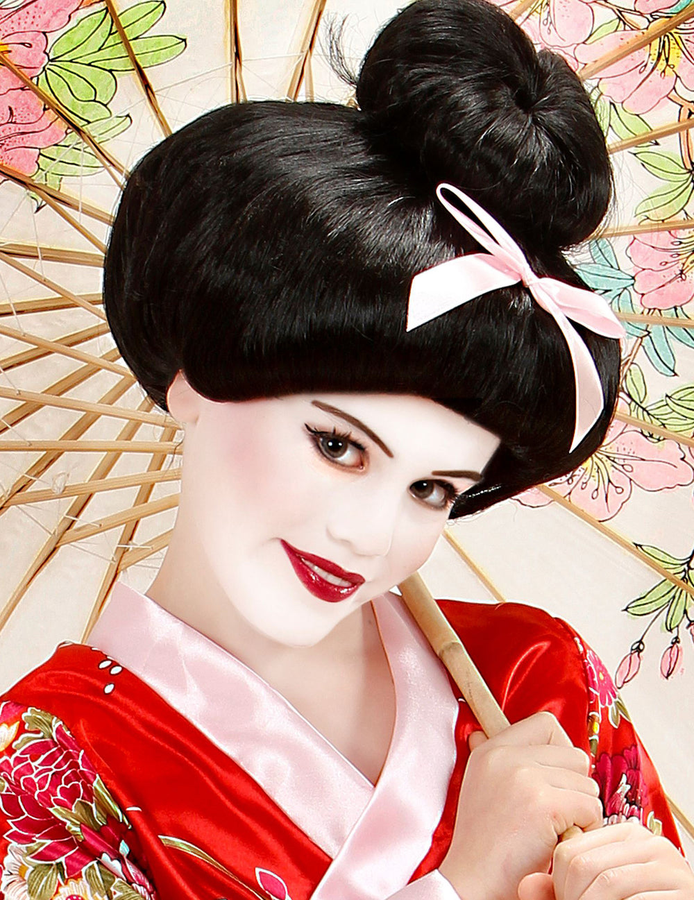 Maquillage de geisha réalisé avec les 6 crayons à maquillage rétractables de fête pour adulte et enfant