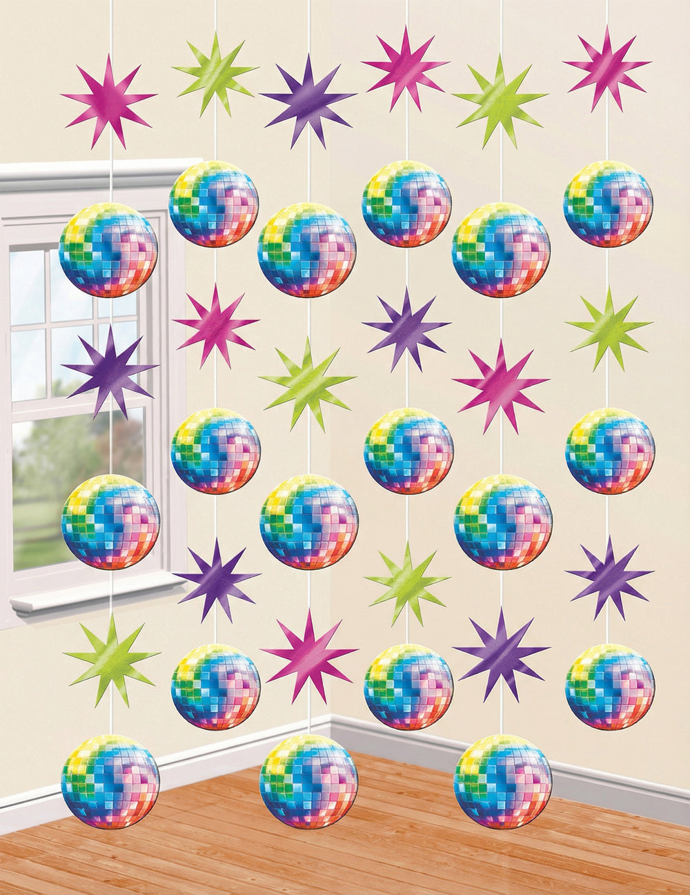 Mise en situation des Décorations à suspendre Disco Boules à facettes