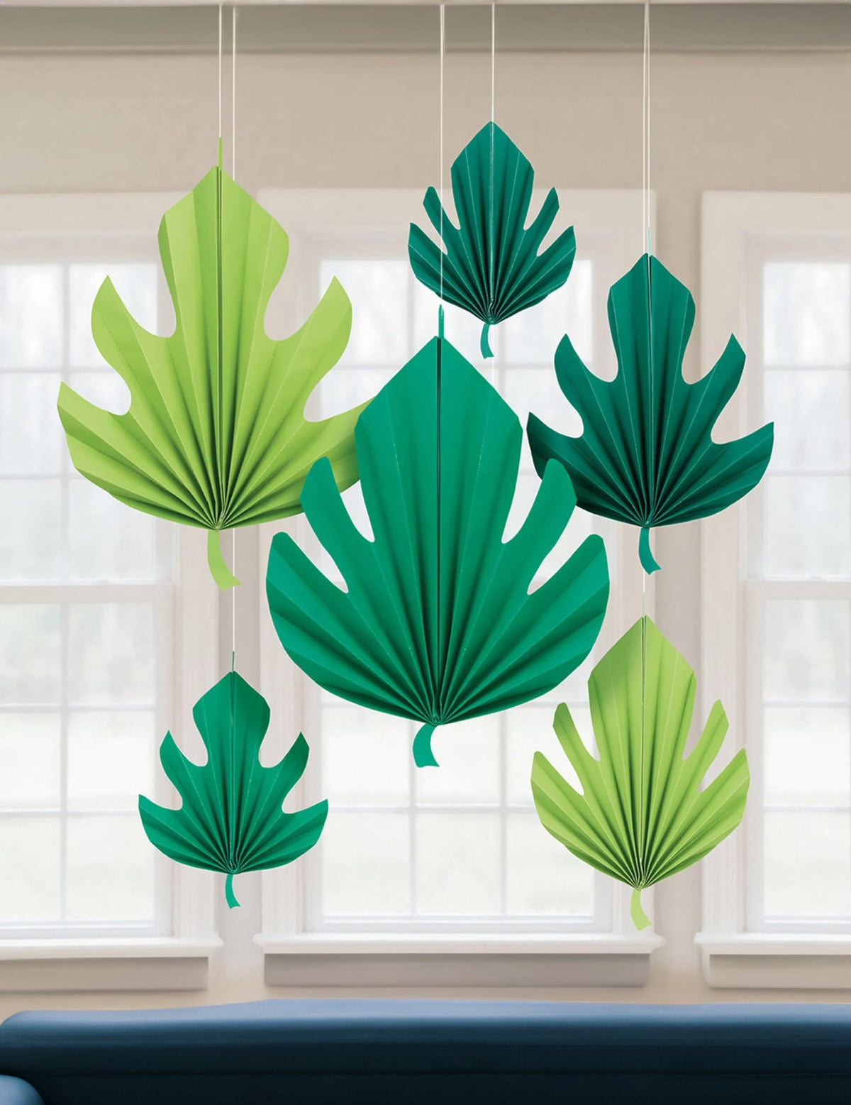 Décorations en carton à suspendre feuilles de palmier tropicales pour fête vertes