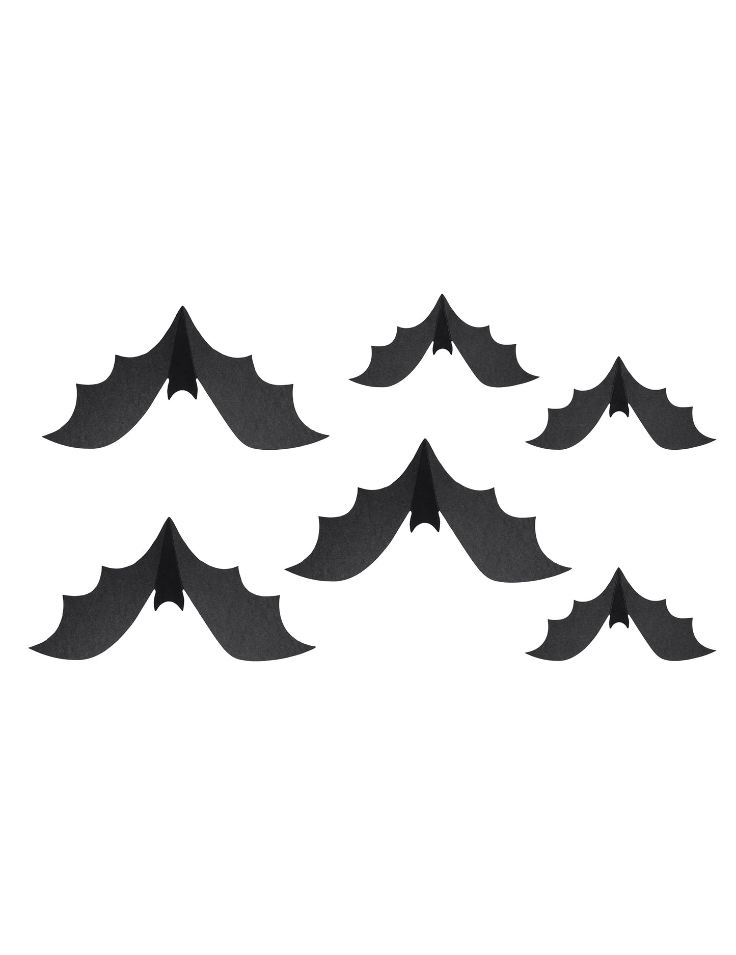 3 Décorations en papier chauve-souris noires