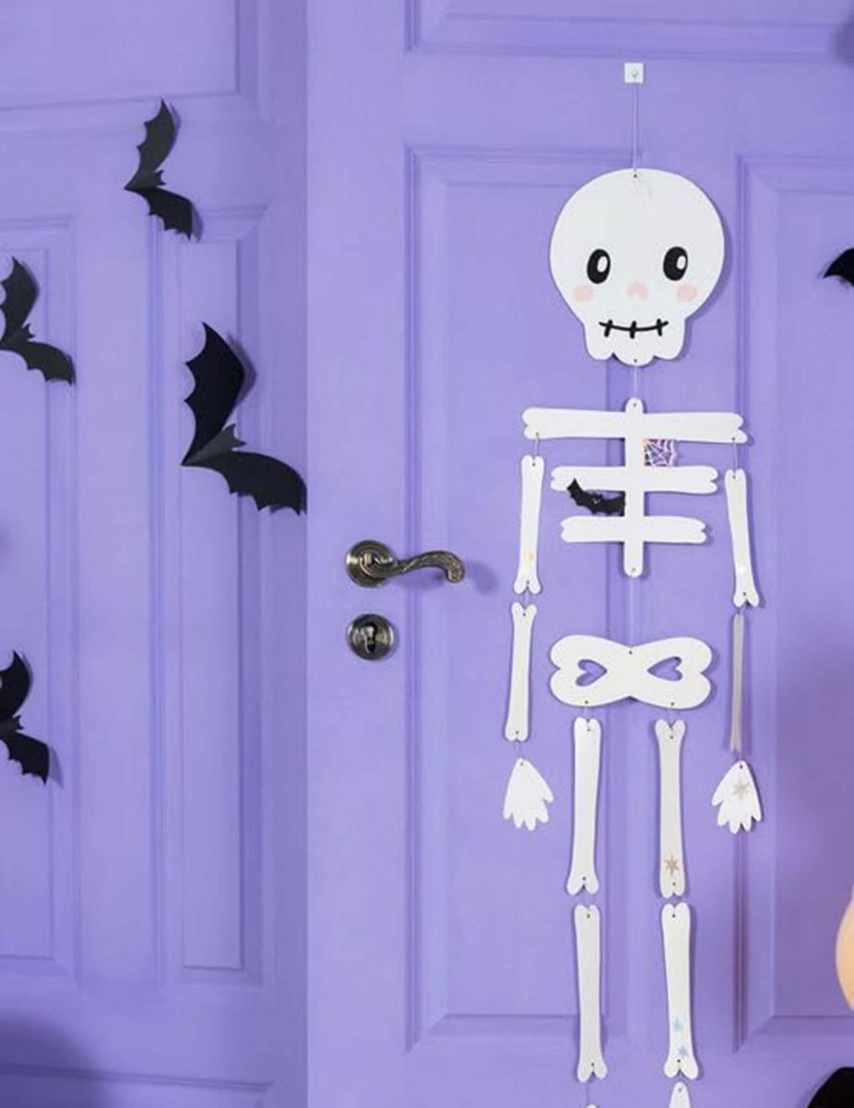 6 Decorações de papel morcego pretas 19 e 29 cm