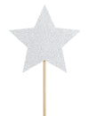 Décoration pour gâteau sur pique étoile pour anniversaire argent pailleté
