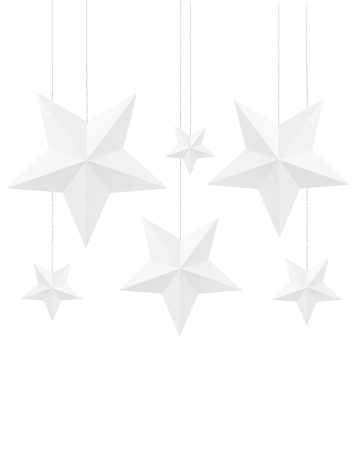 6 étoiles à suspendre 3D pour noël blanches