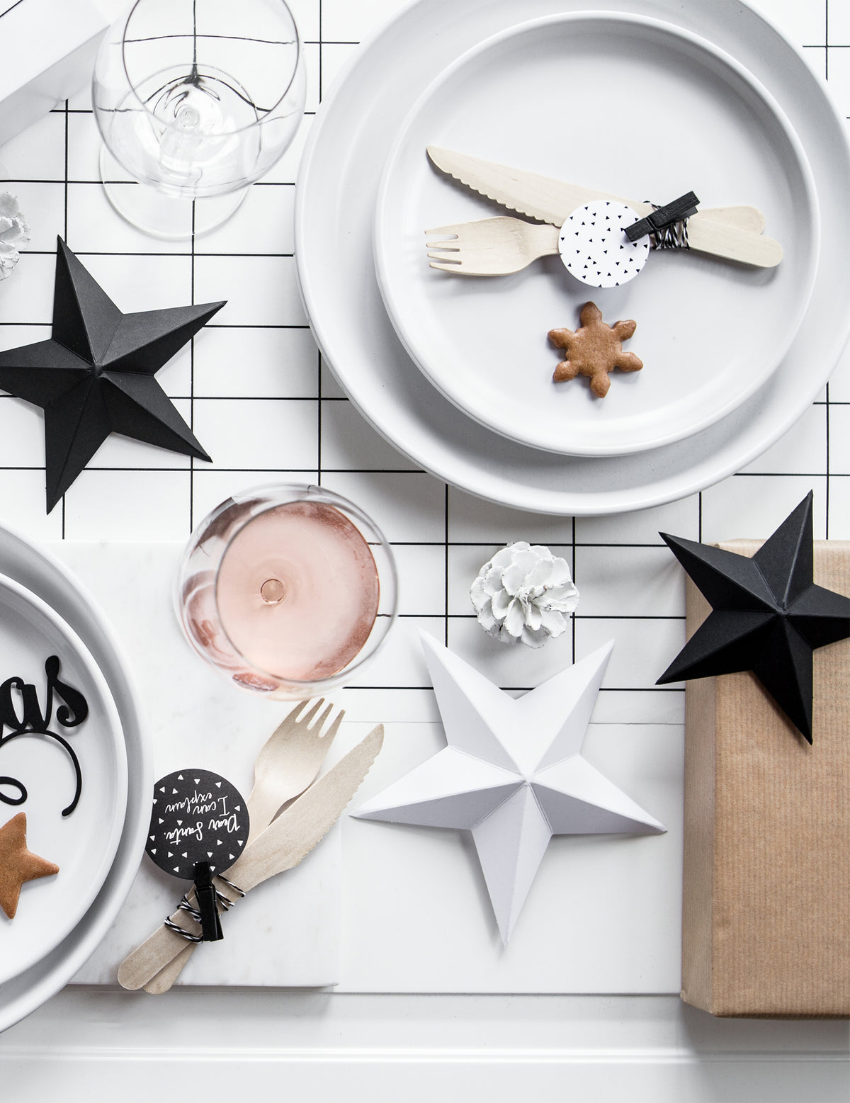 Décoration de table des 6 étoiles à suspendre 3D noël