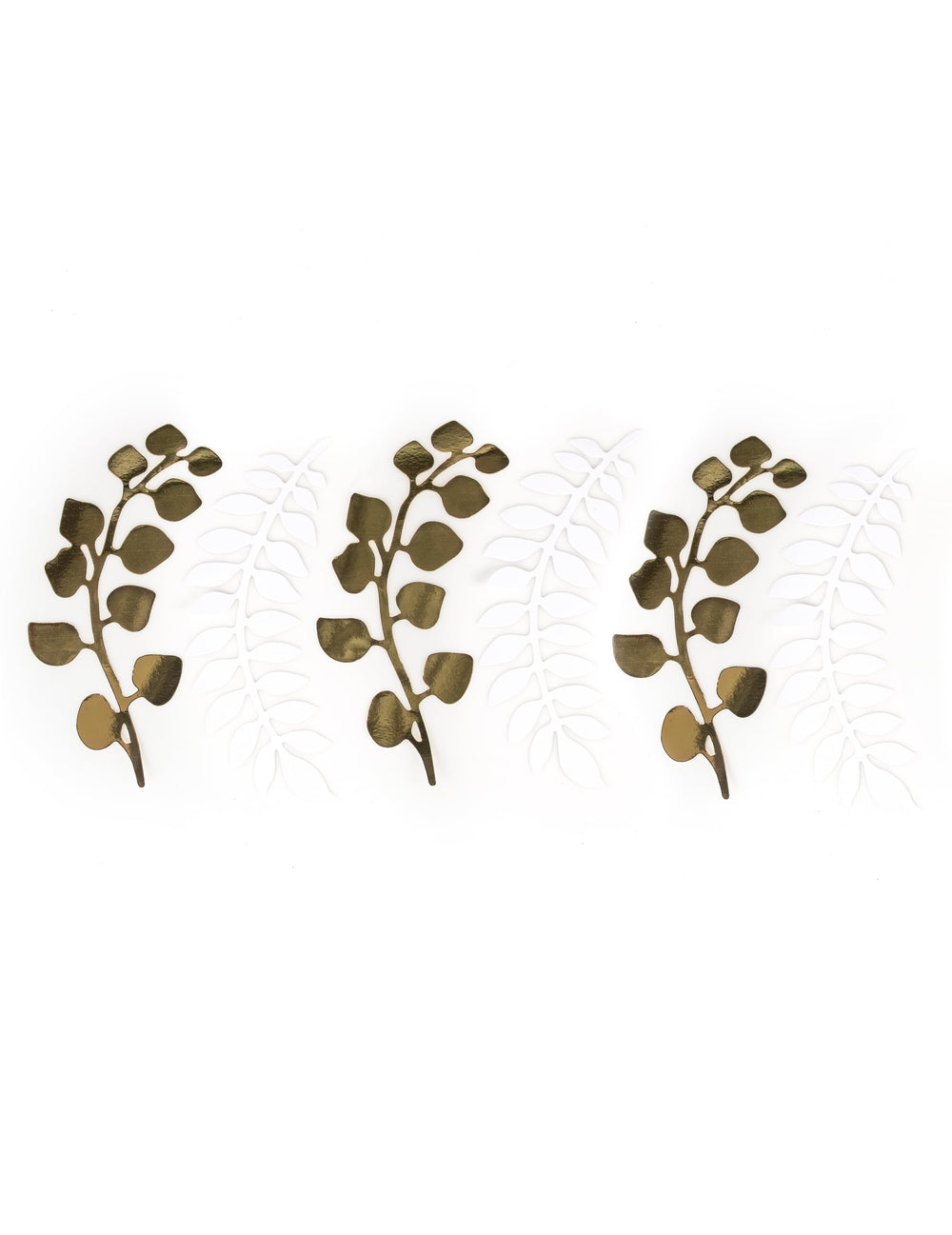 Feuilles fougères et eucalyptus pour décoration blanches et or en papier