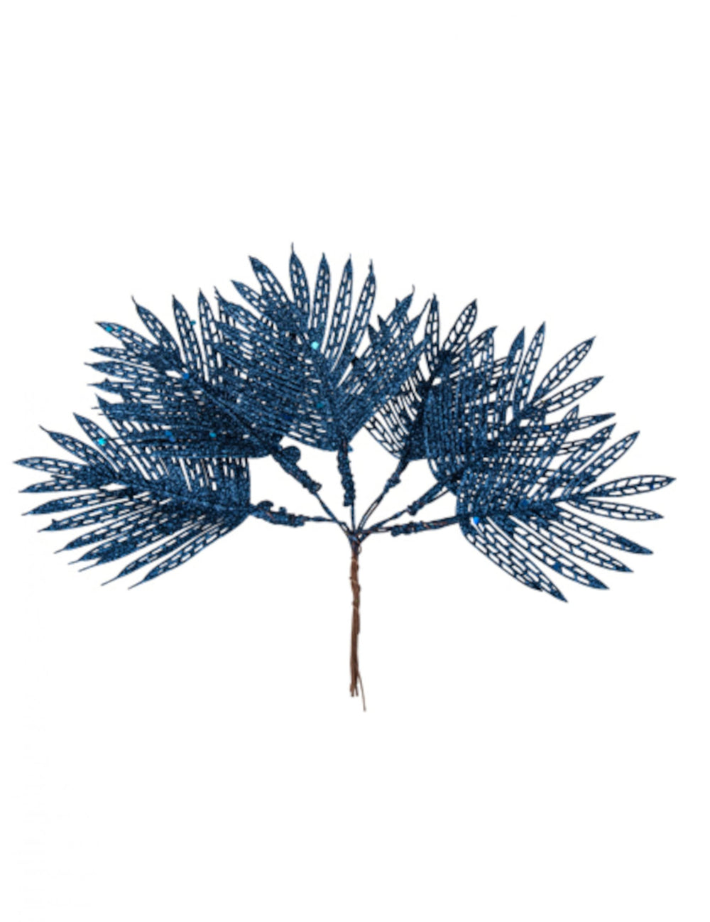 Feuilles tropicales sur tige jungle pour décoration bleu marine pailleté