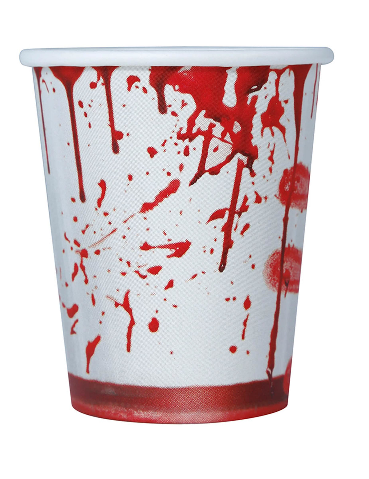 Copos de cartão halloween branco e vermelho ensanguentado
