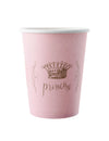 Gobelets en carton princesse pour anniversaire rose avec motif de couronne