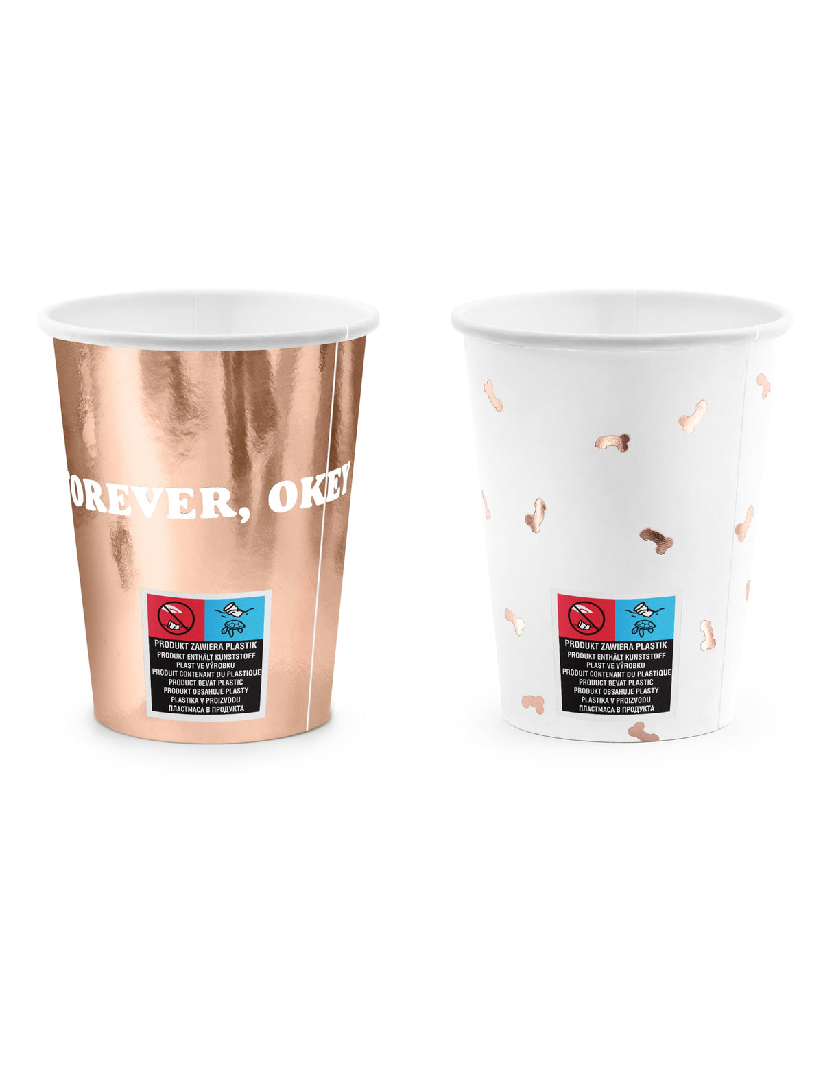 Détail des deux modèles des gobelets en carton same penis forever