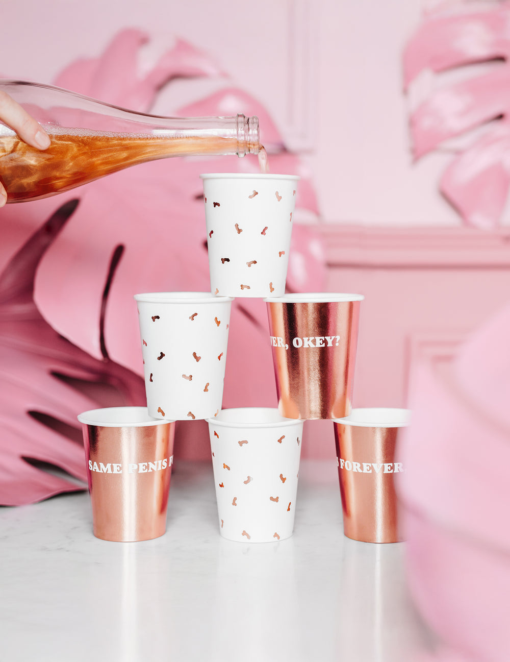 Gobelets en carton Same penis forever pour adulte rose gold
