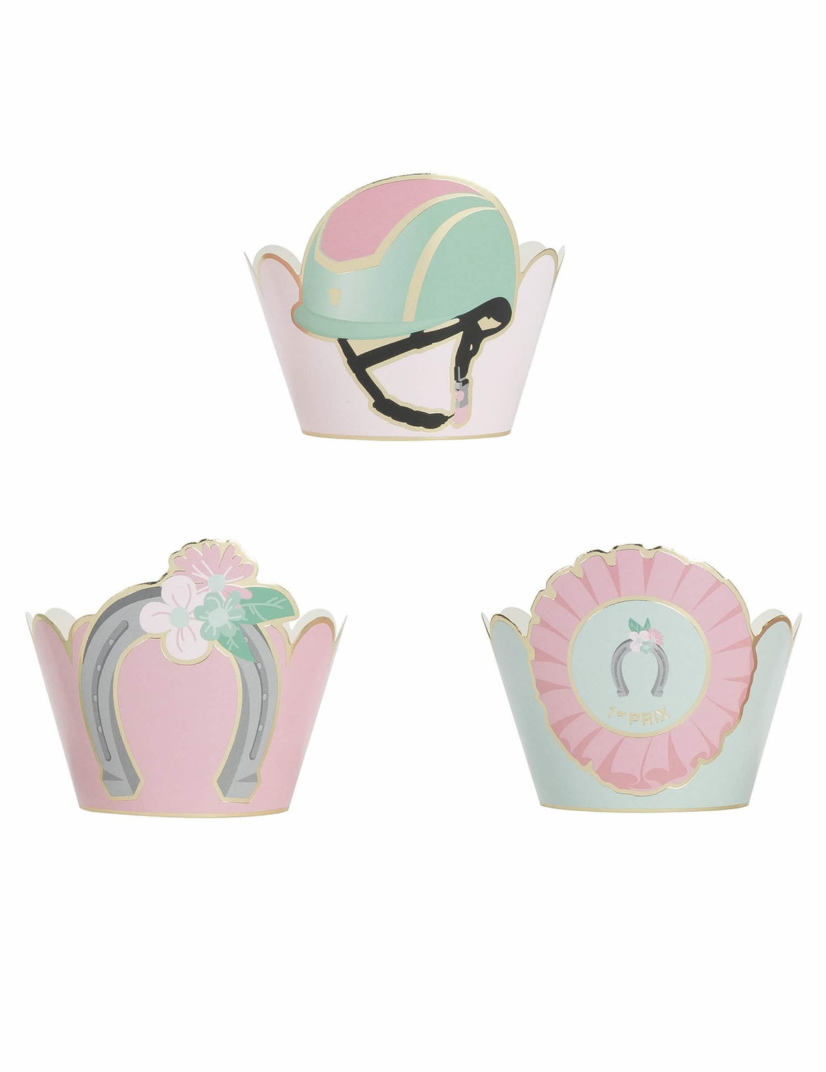 Formas para cupcake cavalo azul e cor de rosa pastel