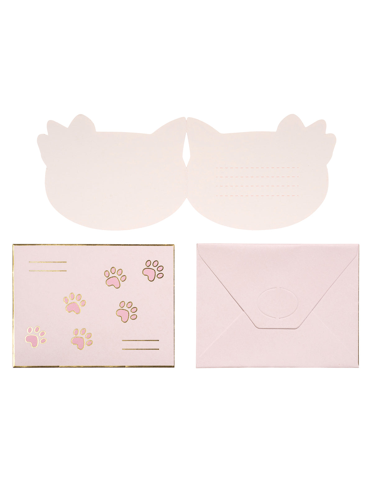 Détail de l'intérieur et de l'enveloppe des invitations chatons