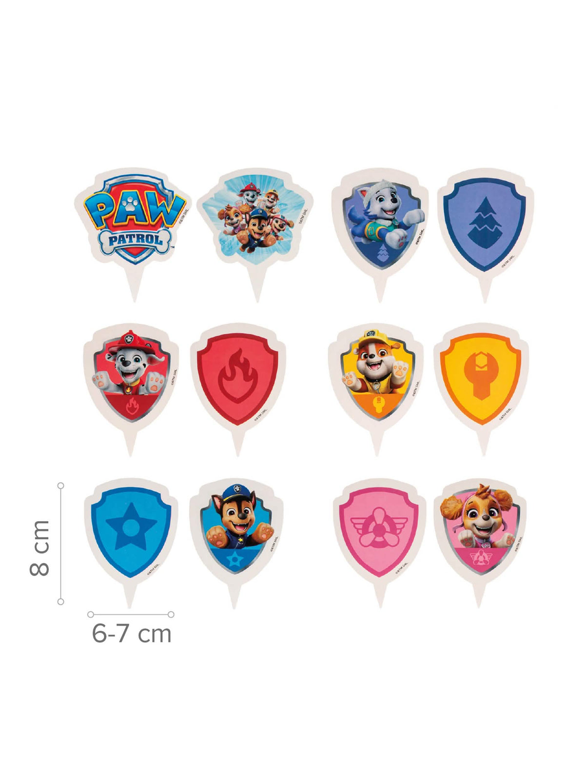 Kit de 6 decorações para cupcakes com toppers da Patrulha Pata™