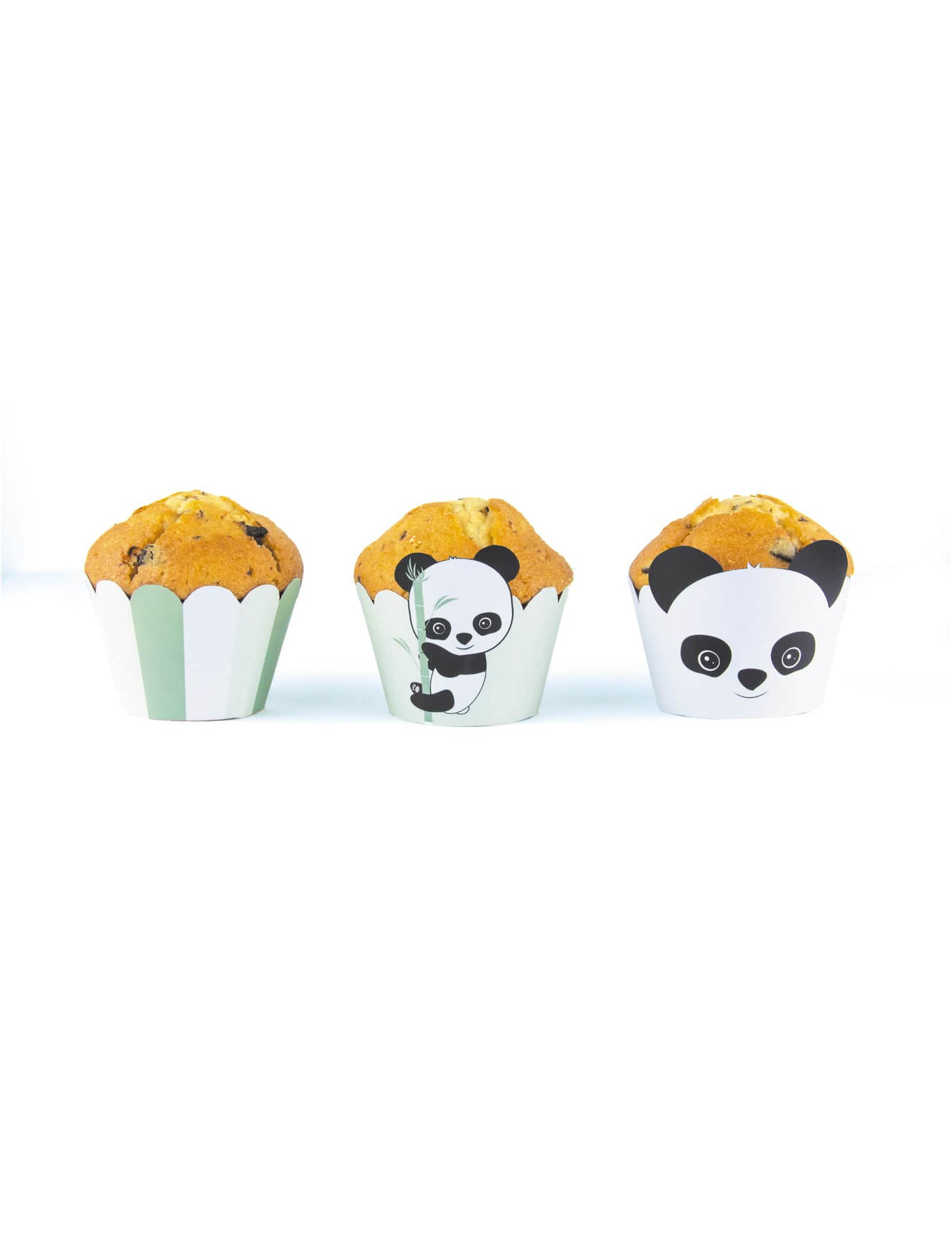 Formas para cupcake bebé panda para decoração brancos e verdes pastel