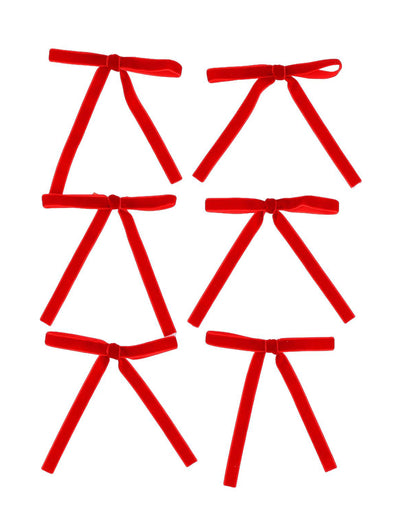6 laços finos de veludo vermelho 13 x 13 cm