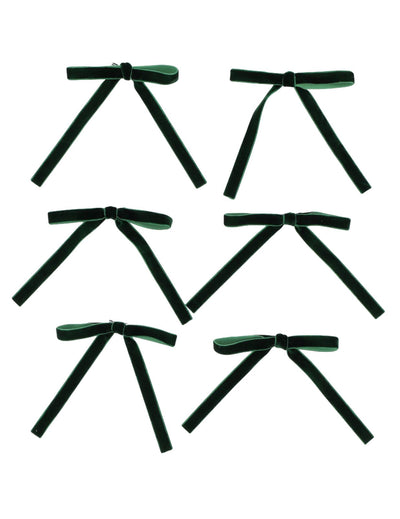 6 laços finos de veludo verde escuro 13 x 13 cm