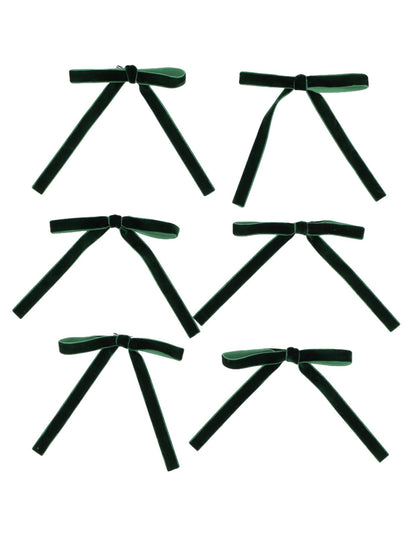 6 laços finos de veludo verde escuro 13 x 13 cm