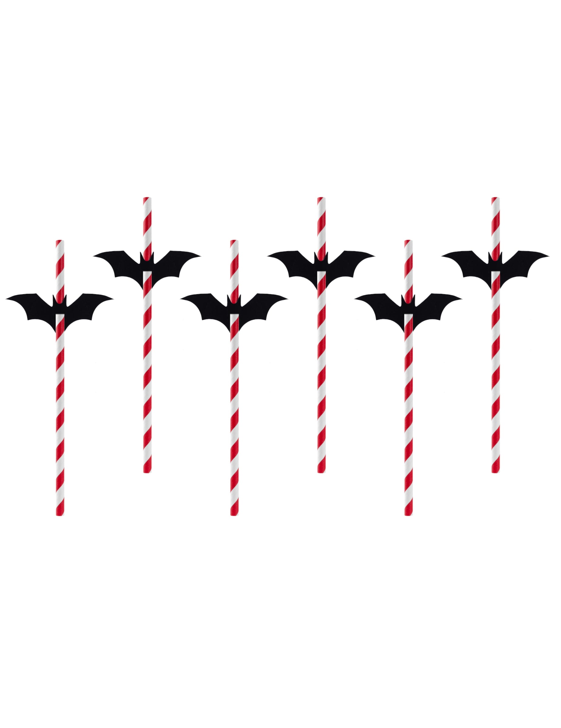 Pailles Chauve-souris pour Halloween rayées rouge et blanc