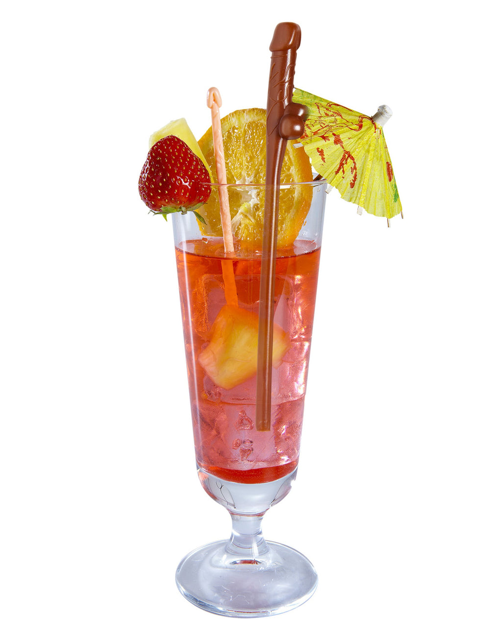Mise en situation dans un cocktail des pailles coquines pour adulte marron