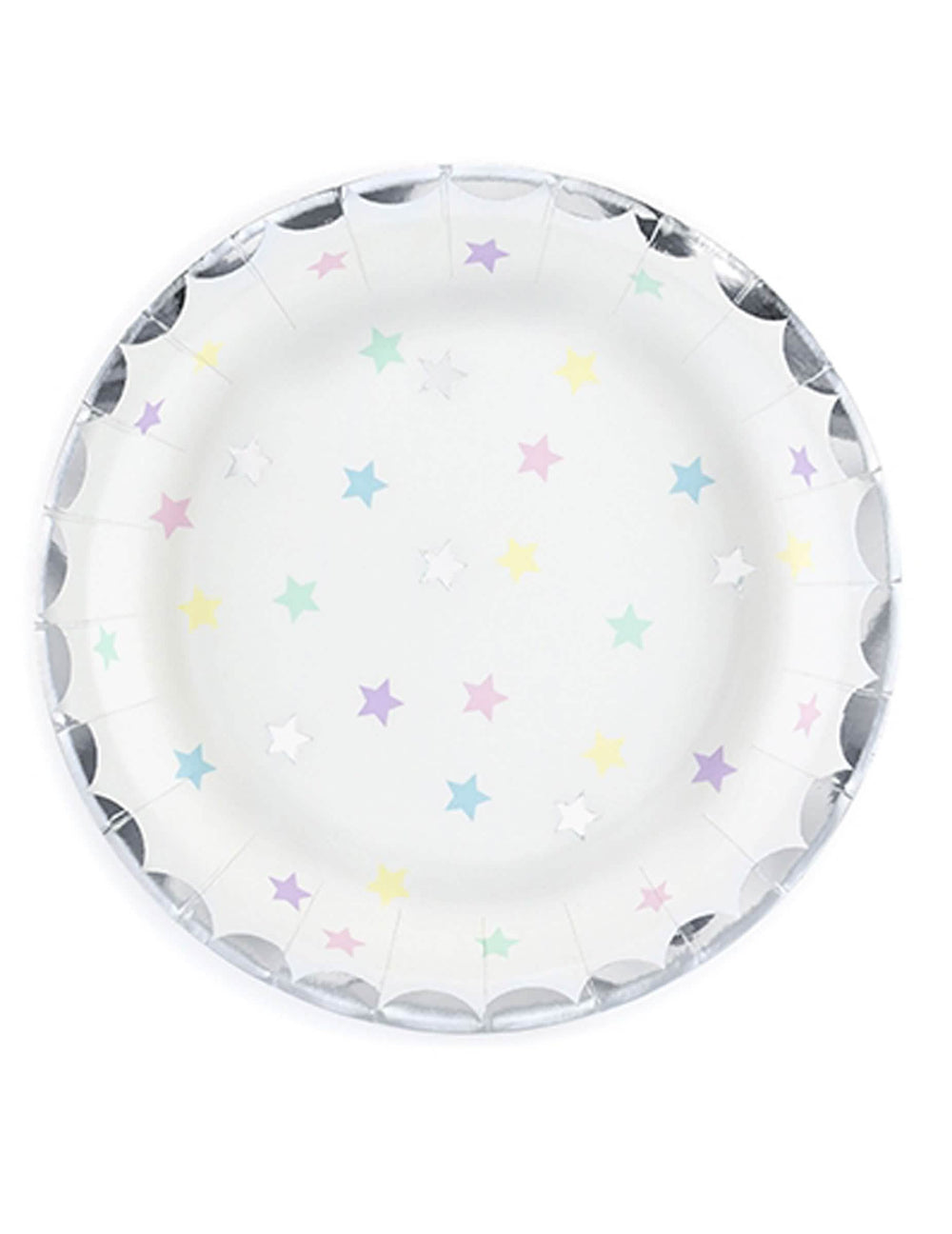 pratos estrelas em cartão pastel com borda prateada