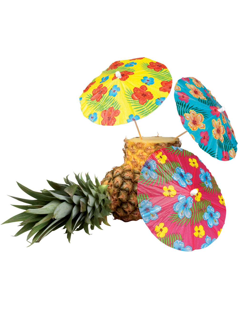 Pics cocktail Hawaï pour fête multicolores avec fleurs d'hibiscus