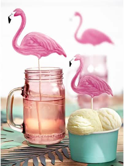 picos de flamingo cor-de-rosa para bolos