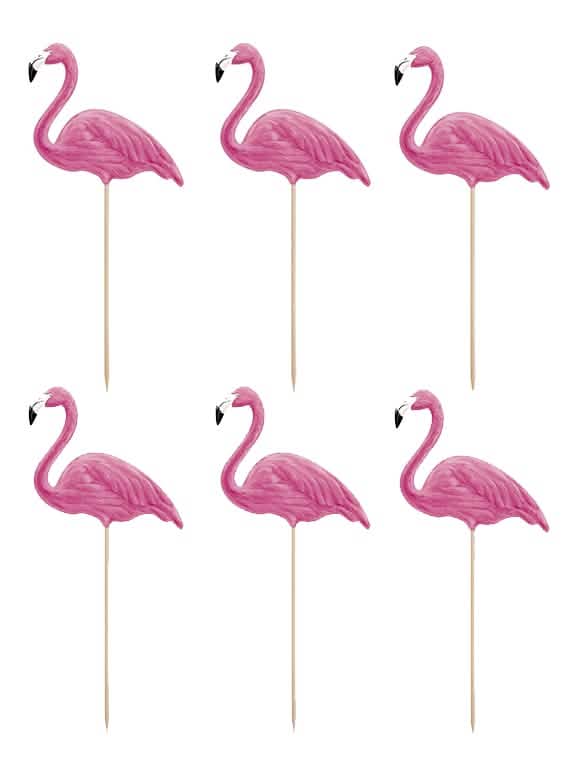 Picaretas de flamingo cor de rosa para bolos cor de rosa