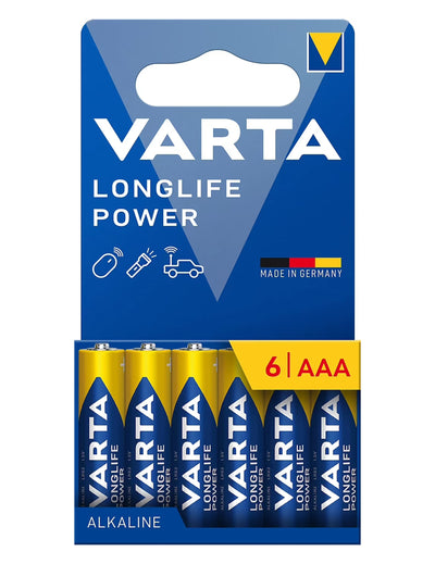 Piles LONGLIFE POWER LR03/AAA bleues et jaunes lot de 6