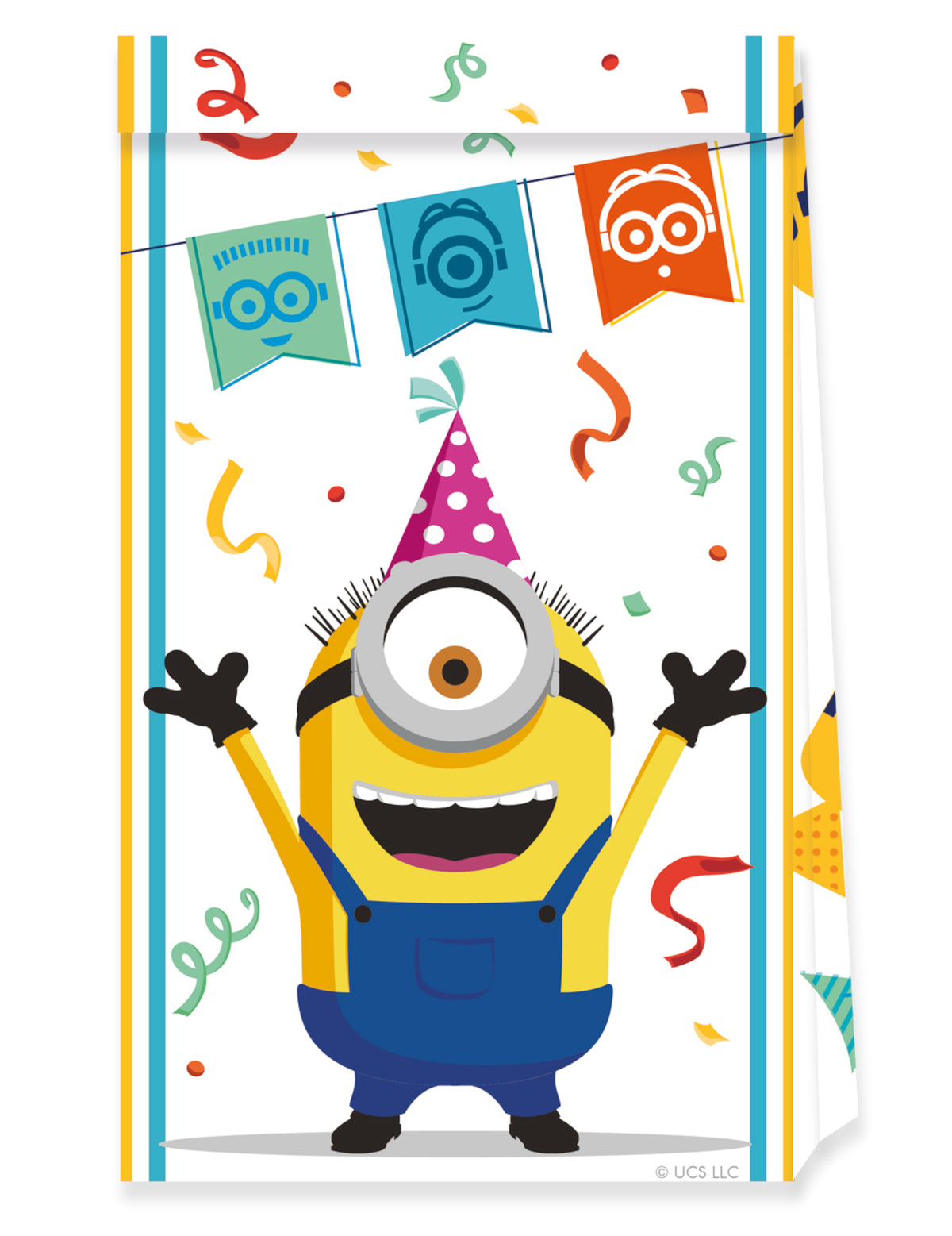 Sachets de fête Minions pour enfant blancs avec personnage et confettis
