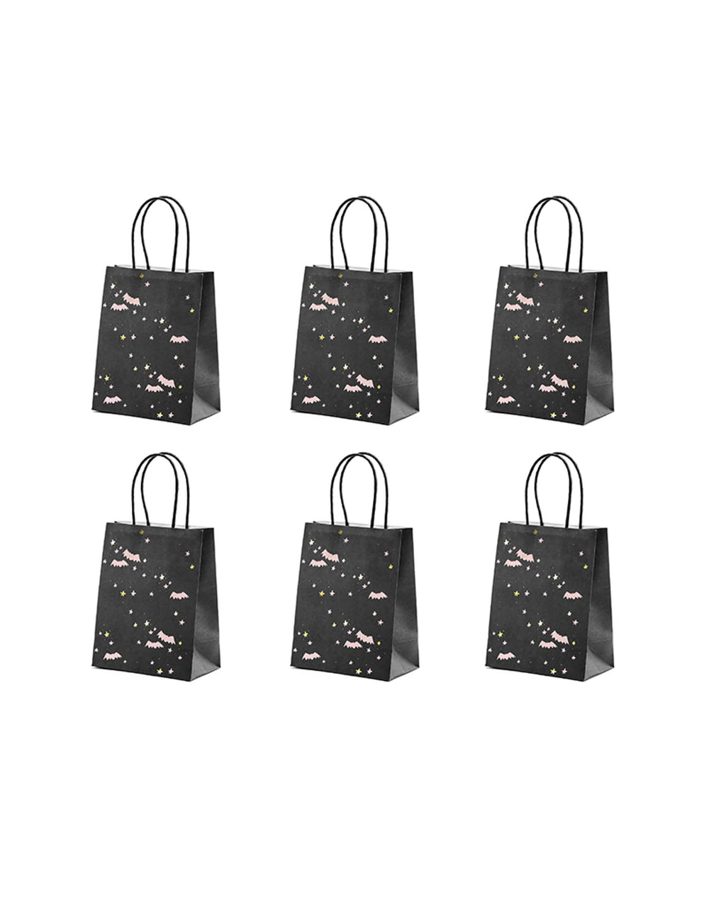 6 sacos para rebuçados com morcegos para halloween, rosa e preto