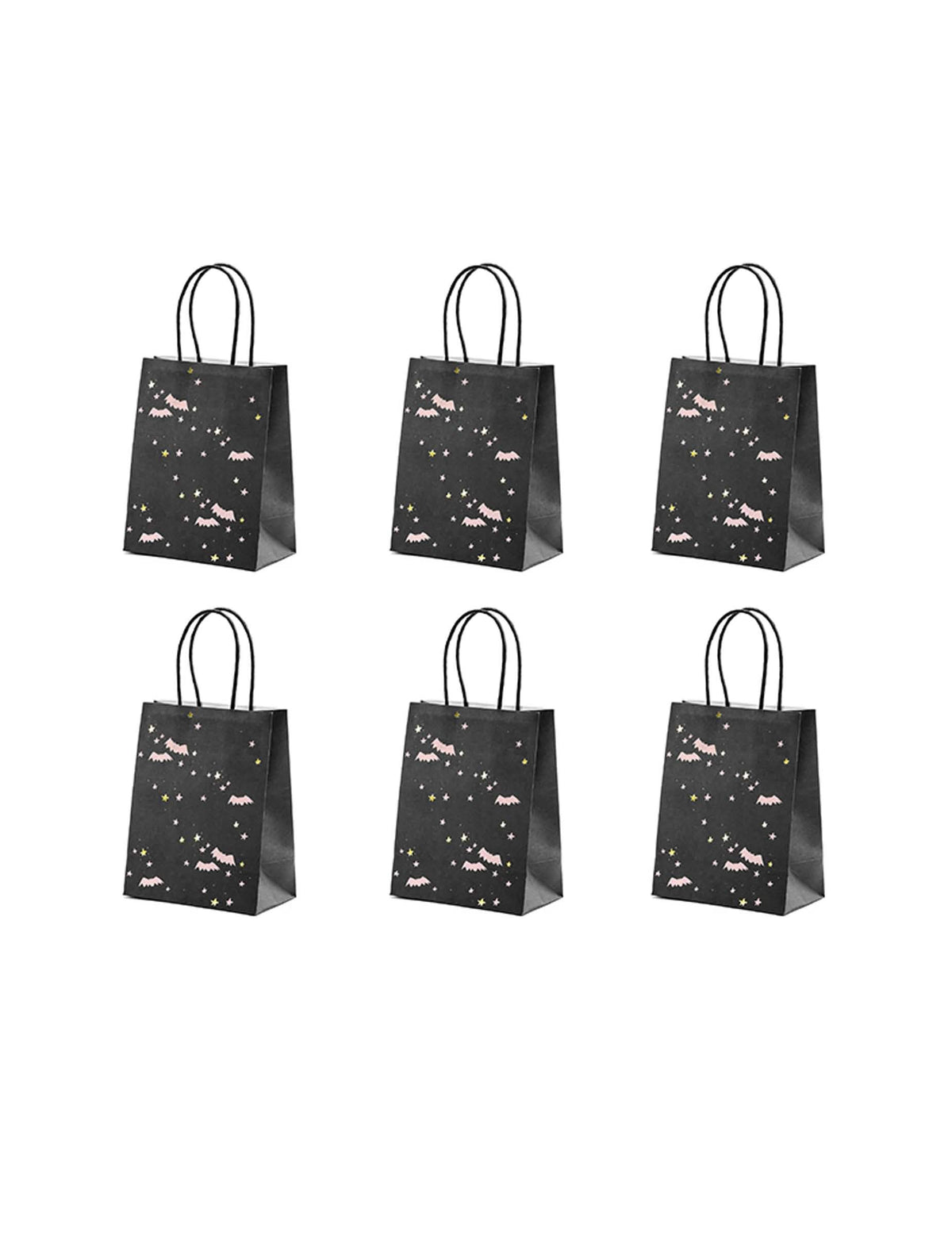6 sacos para rebuçados com morcegos para halloween, rosa e preto