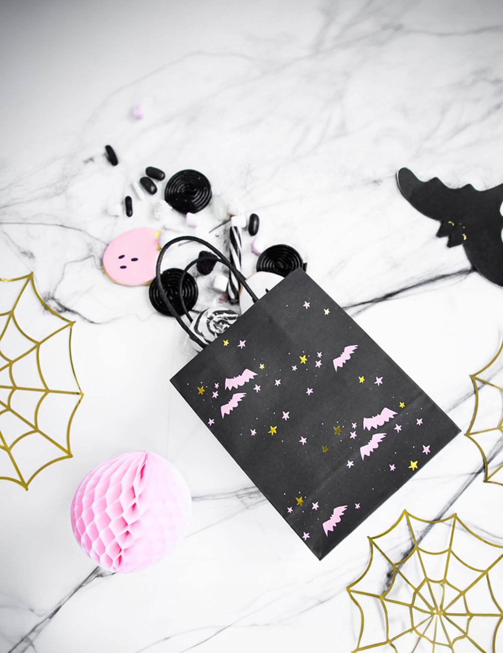 Mise em situação com rebuçados de 6 sacos de rebuçados morcegos para halloween