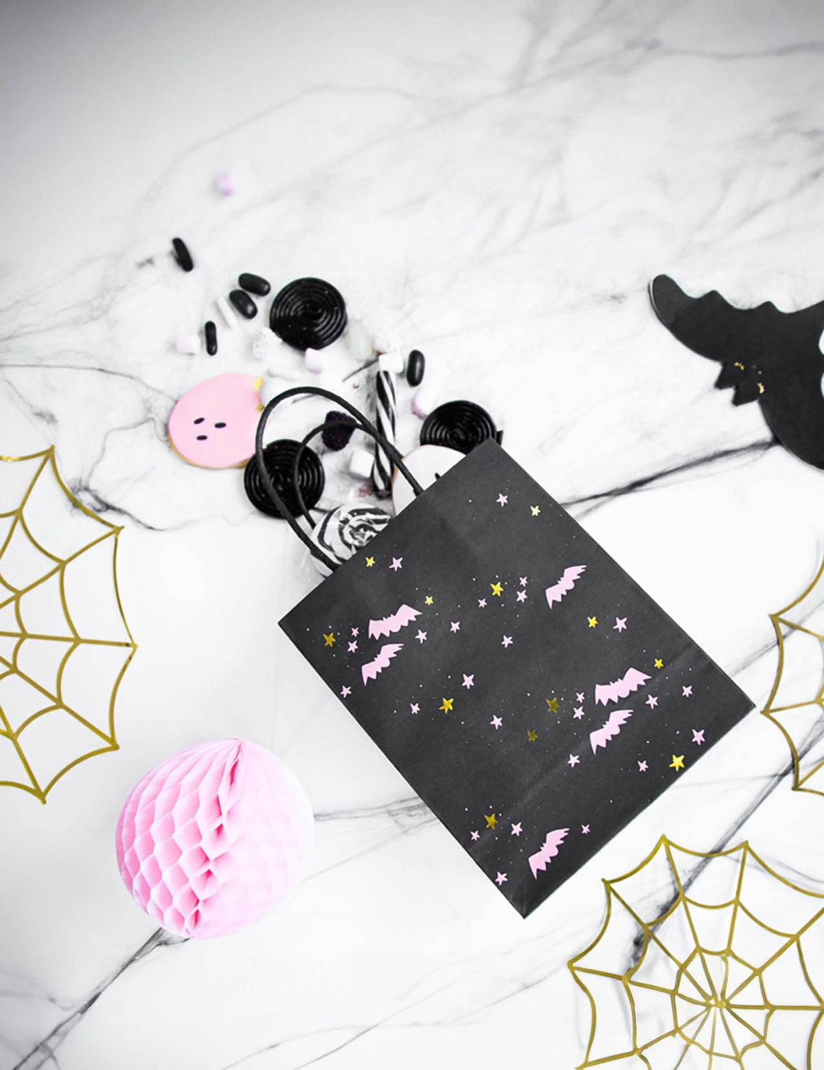 Mise em situação com rebuçados de 6 sacos de rebuçados morcegos para halloween