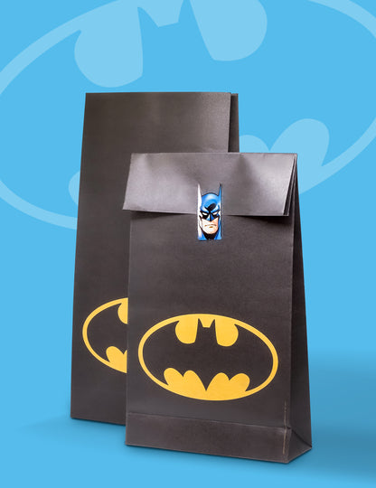 Détail de l'autocollant de fermeture des sacs cadeaux Batman