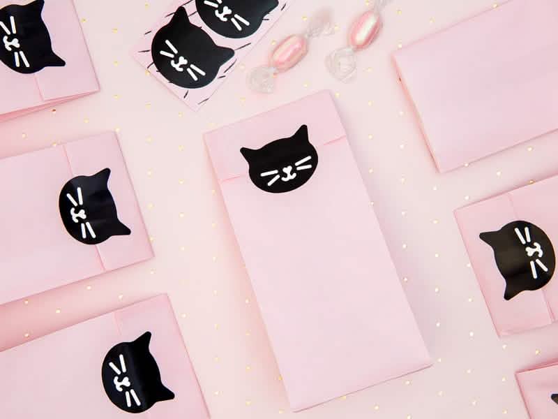 Encenação de sacos de prenda de papel com gatinho