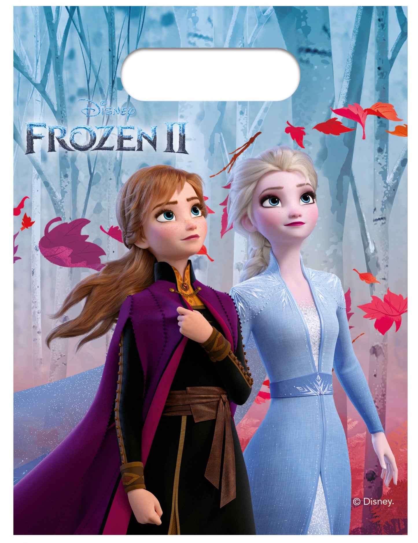 6 sacs cadeaux en plastique La Reine des Neiges 2 pour enfant bleu et violet avec Anna et Elsa