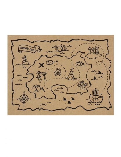 Set de table carte aux trésors pour enfant en papier kraft marron