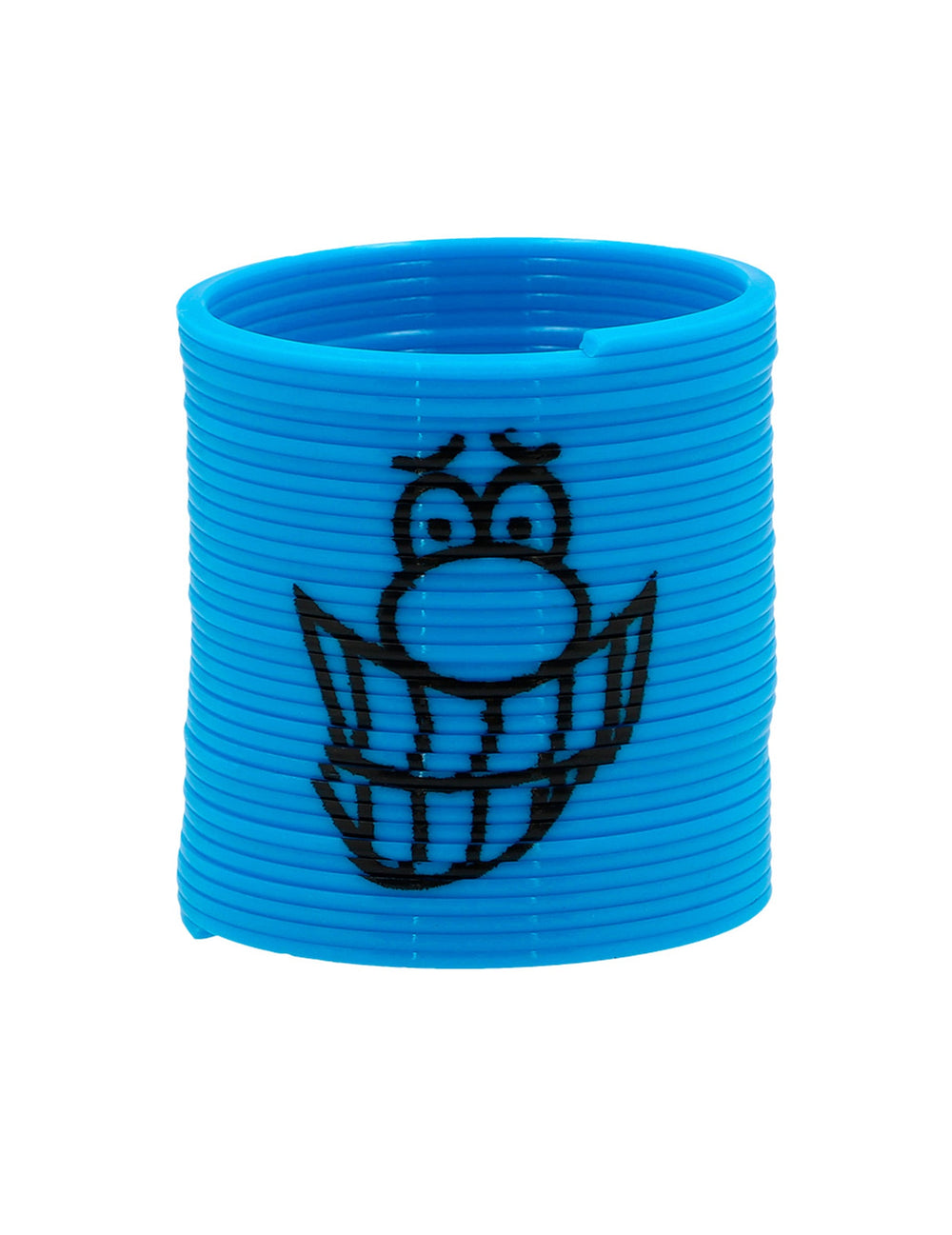 Zoom sur le ressort bleu à grand sourire du Slinkies Smileys