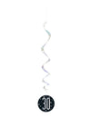 Suspension en spirale 30 ans pour anniversaire noire et argentée holographique