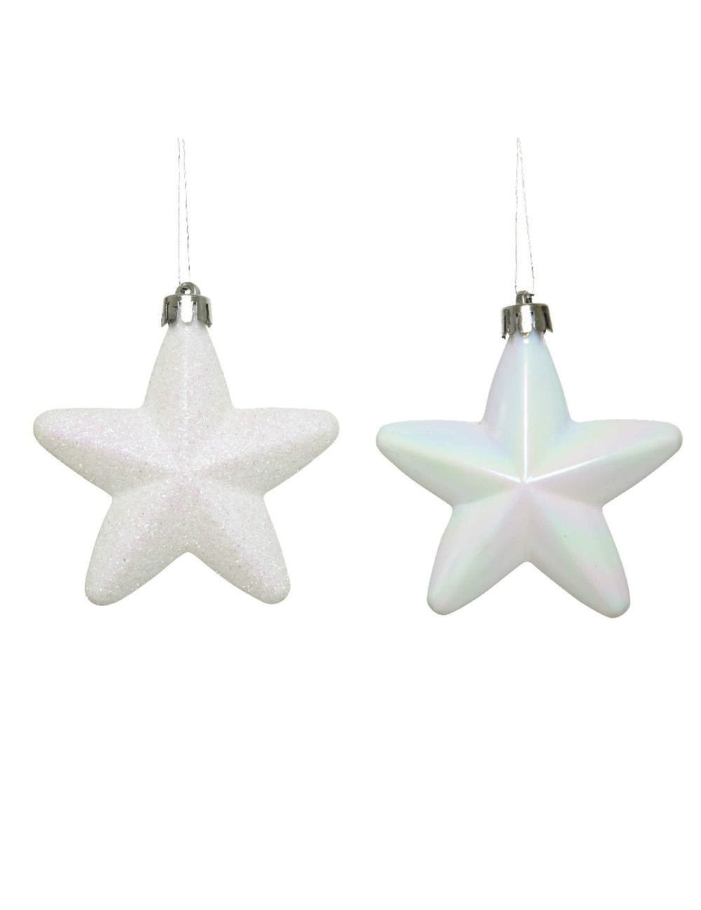 Suspensões estrelas brancas para árvore de Natal com glitter e iridescentes