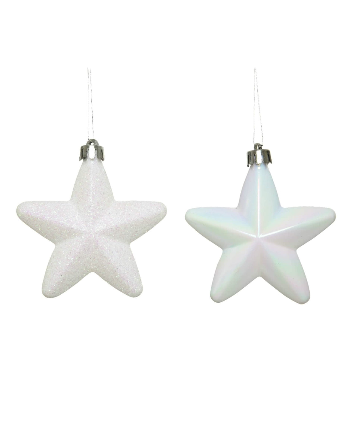 Suspensões estrelas brancas para árvore de Natal com glitter e iridescentes