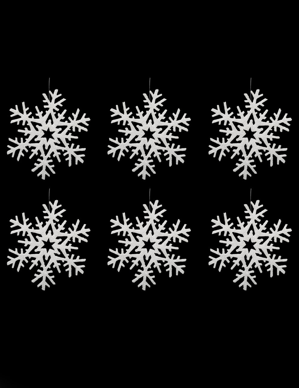 Suspensions flocons pour décoration de Noël blancs à paillettes