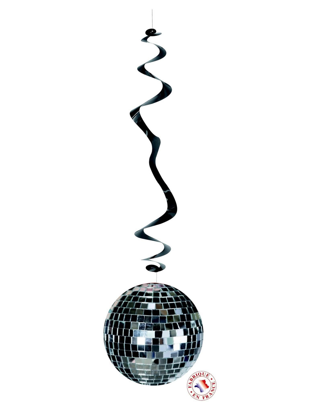6 suspensões em espiral disco para festa prateado e preto com bola de espelhos
