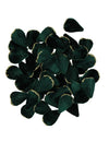 60 pétalas de veludo verde escuro e dourado 3 x 5 cm