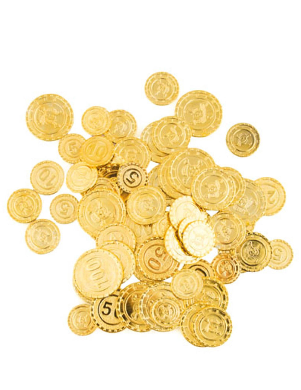 50 peças de moedas de pirata douradas para criança e adulto