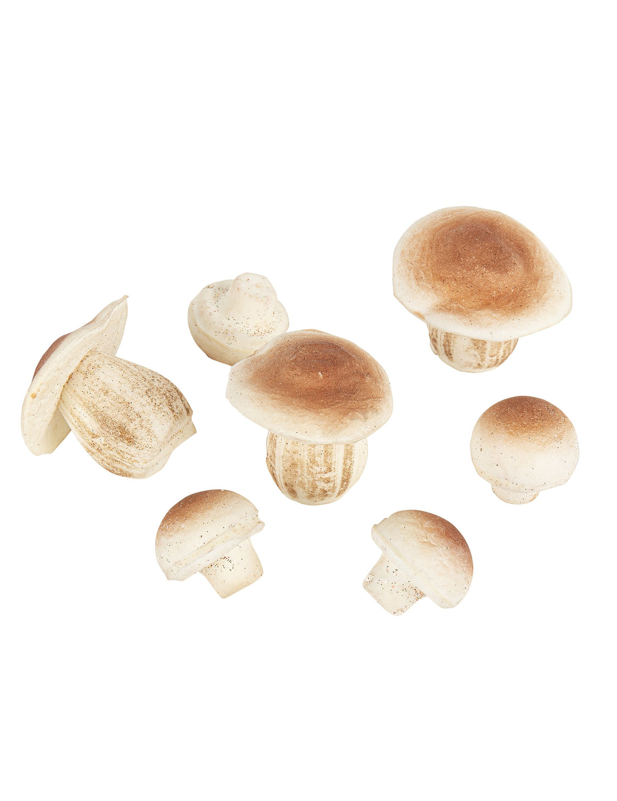 Champignons en mousse aspect naturel pour décoration marron et beige