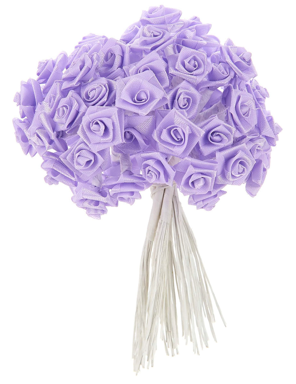 Mini-rosas em cetim para decoração de casamento lilás-pálido