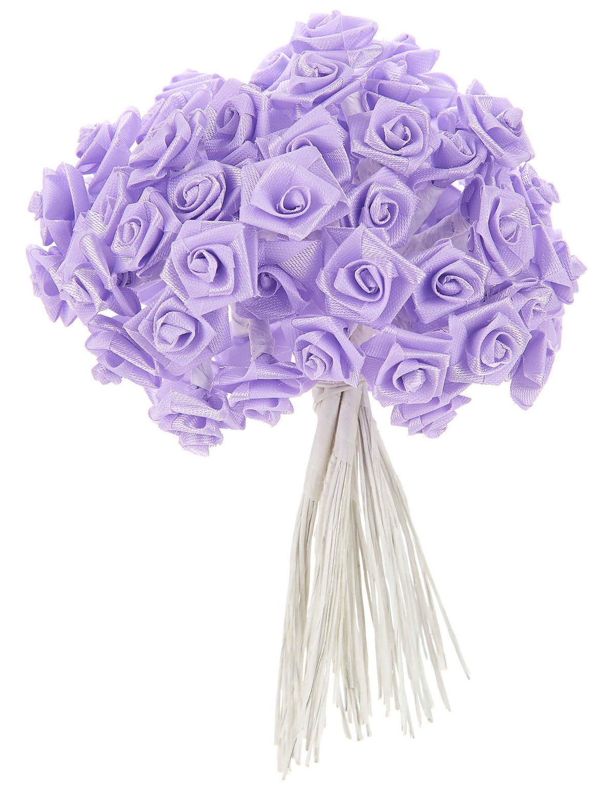 Mini-rosas em cetim para decoração de casamento lilás-pálido