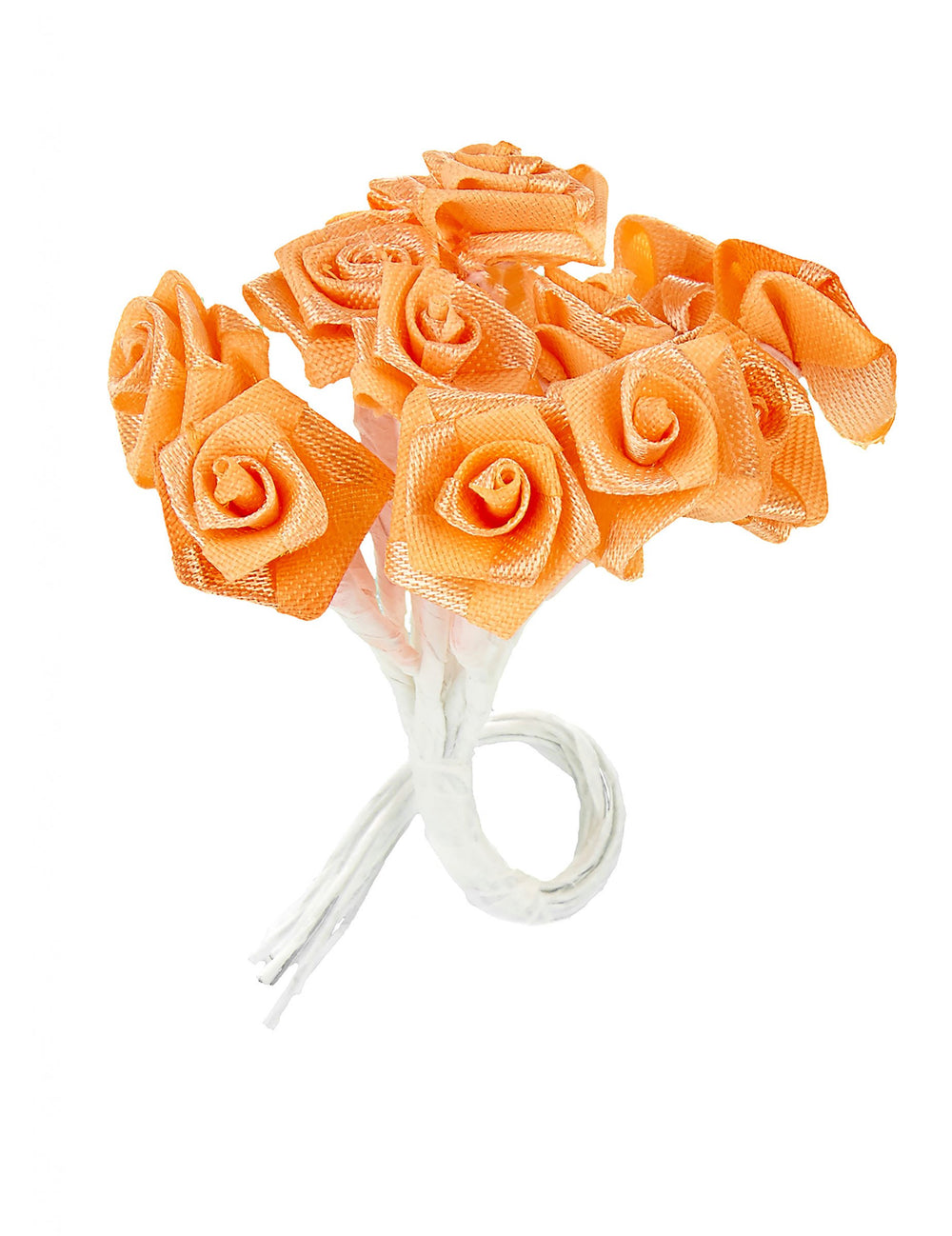 Vue d'ensemble du bouquet de mini roses en satin sur tiges pour décoration